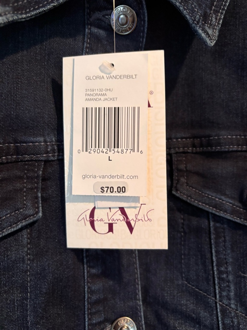 Gloria Vanderbilt Amanda Denim Jacket Dark Wash L NWT Classic Stretch - Picture 5 of 12